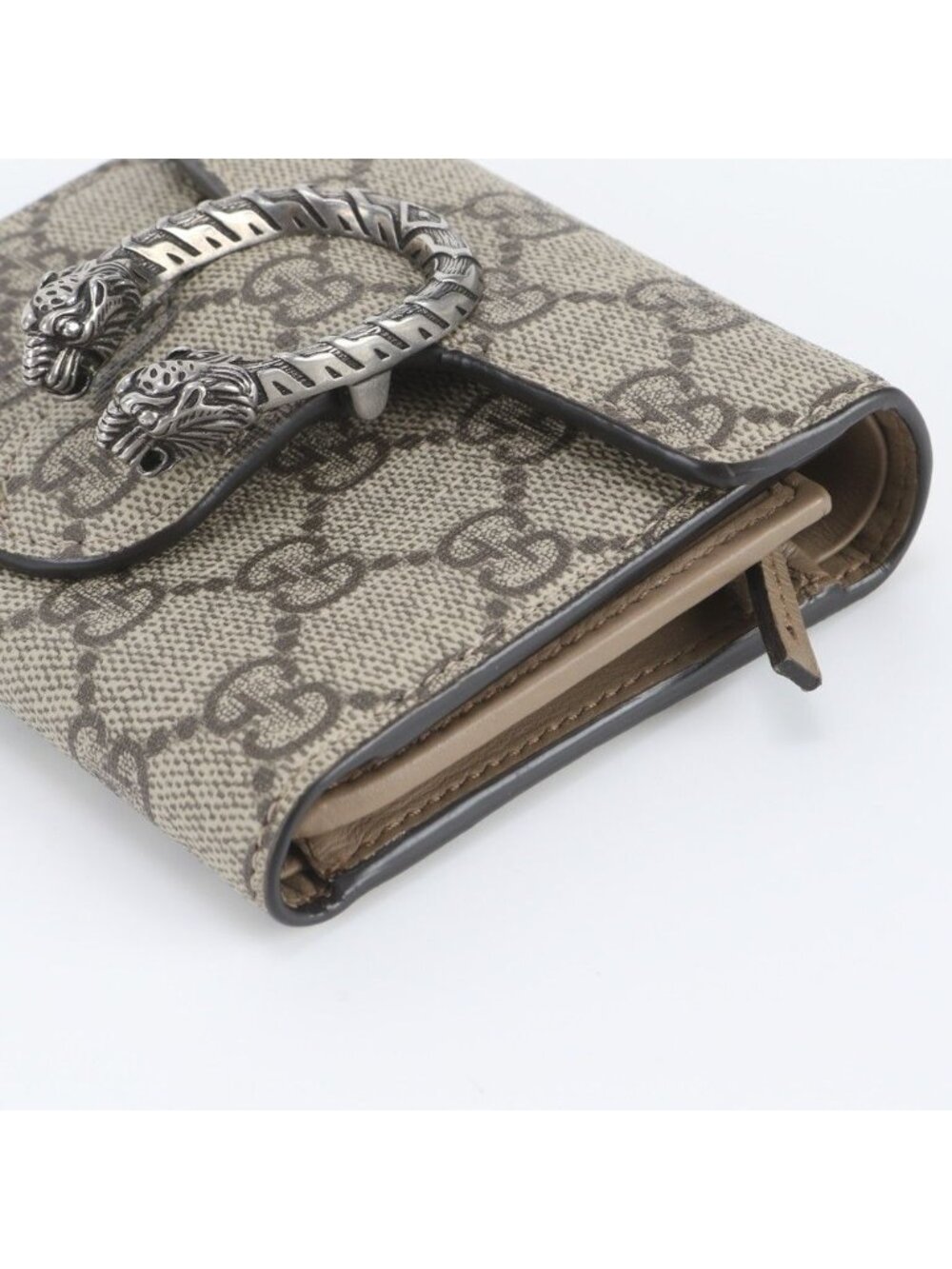 Gucci GG Supreme Dionysus Leather Trifold Wallet Compact - Picture 3 of 10